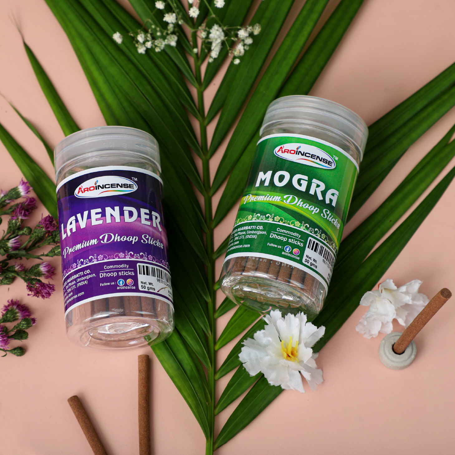 Aroincense Premium 50 GMS Pack Of 2 (100 GMS ) | Lavender & Mogra