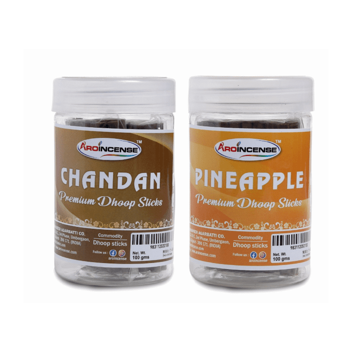 Aroincense Premium 100 GMS Pack Of 2 (200 GMS ) | Chandan & Pineapple